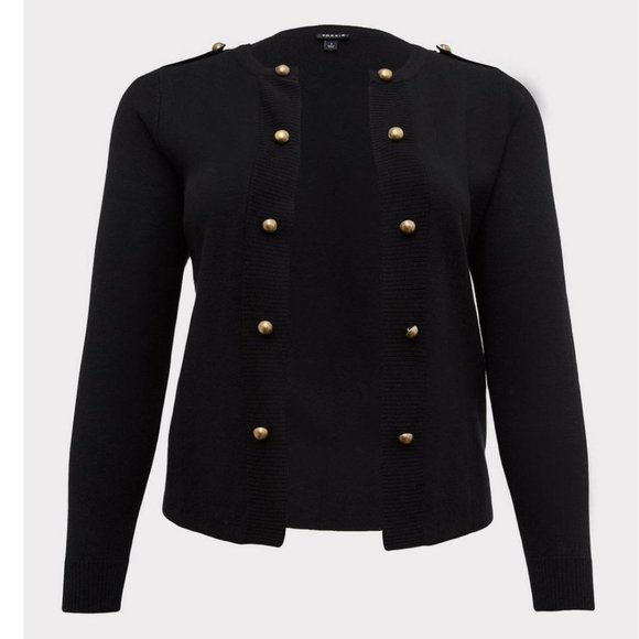 Torrid black military style cardigan sweater size 1 - Picture 2 of 6
